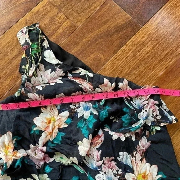 Slate + Willow Hudson Floral Maxi Asymmetrical Dress One Shoulder Black 0 - Picture 12 of 12